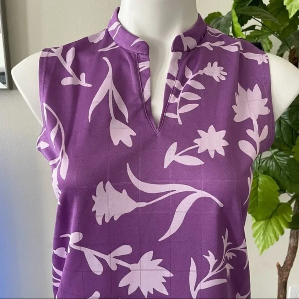 Nike Women's Breathe Floral Printed Sleeveless Polo Size M